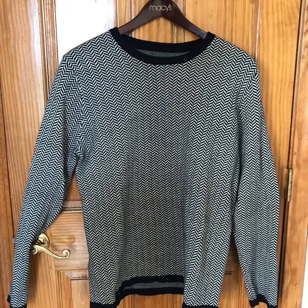 Wool cross stitch sweater, navy and white, Barque